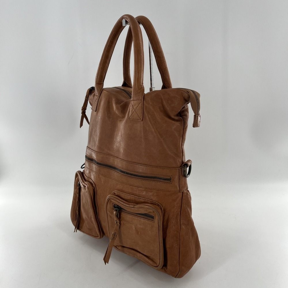Vintage Danier Tote Large Satchel Bag Compartments‎ Teracotta Honey Brown Purse - Picture 7 of 16